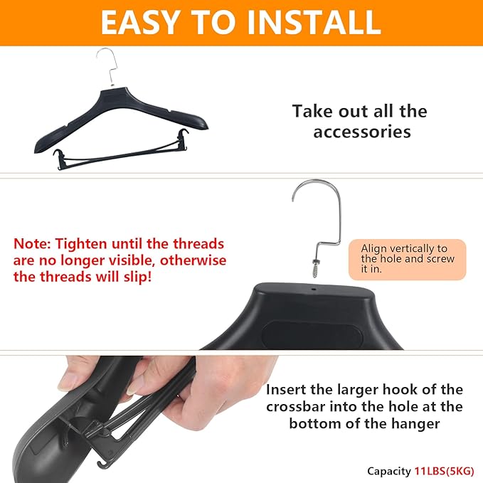 DEDU Suit Hangers for Men 30 Pack Width 17.7", Black Coat Hangers no Shoulder Bump Non Slip for Thick Sweaters, Plastic Extra Wide Shoulder with Pants Bar & Metal Hook