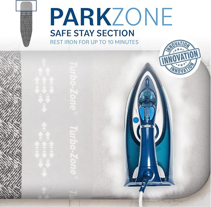 Bartnelli Ironing Board Cover and Pad, Made in Europe with New Patent Technology | 54x15 Iron Board Replacement Cover Featuring Park & Turbo Zone, Scorch Resistant 100% Cotton Thick Layered Top