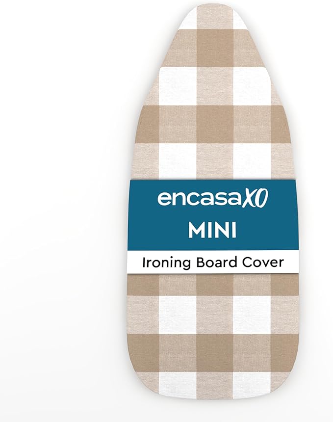Encasa XO Ironing Board Cover and Pad 28"x12" - 4mm Felt Mini Iron Board Cover with Padding, Stain-Safe Dye, Non Slip, Elastic Bungee Cord Tightening, Heat Resistant Buffalo Beige