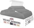 LDC Grey Velvet Hangers 50 Pack - Premium Non-Slip Clothes Coat Pants Felt Hanger for Closet - Heavy Duty Space Saving 360° Swivel Hook Hangars - Grey