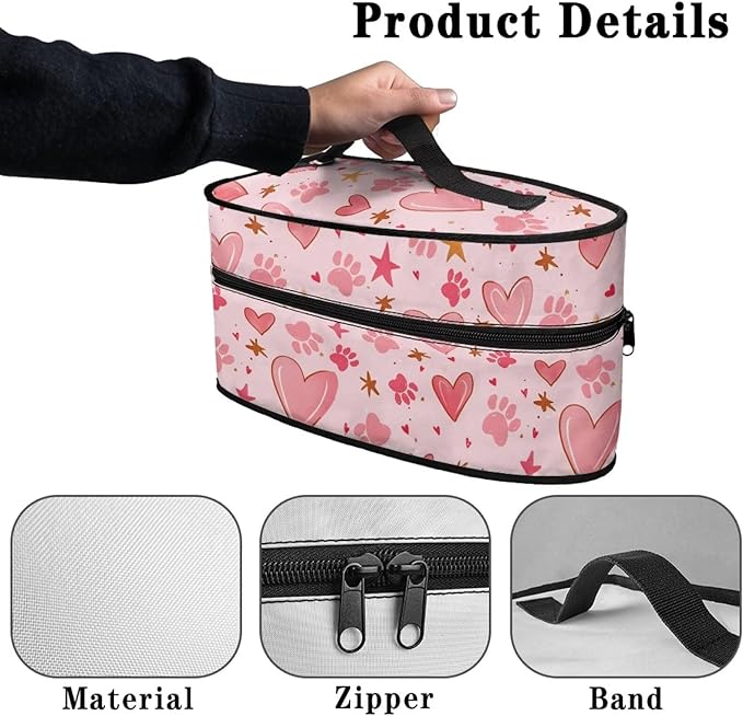 Hearts Dogs Paw Travel Iron Holder Case Irons Carrying Organizer for Most Iron and Accessories Irons Portable Storage Bags Dust-proof Bag Easy to Carry