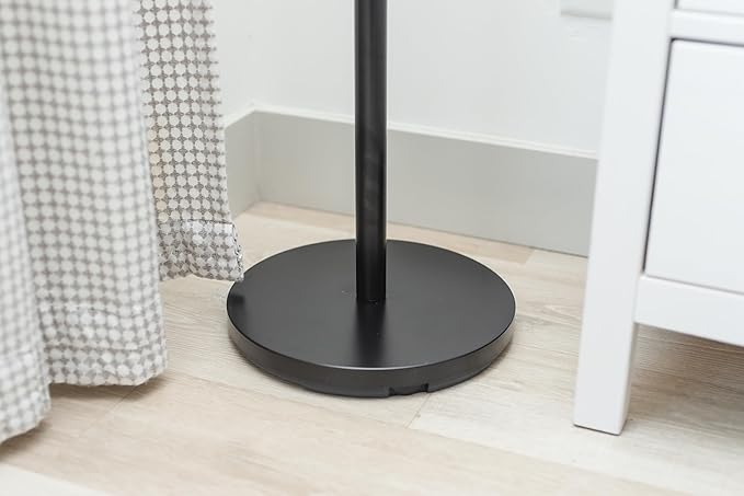 HAOG Freestanding 18-Hook Coat Rack – Black Metal, Powder-Coated Tubular Steel, 12" x 68" | Home and Office Storage Stand, Durable & Stylish for Any Room