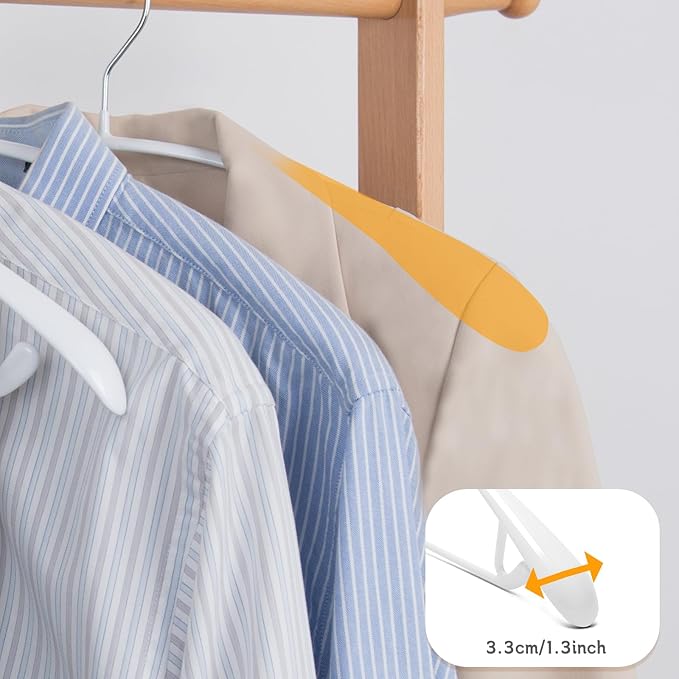 Nature Smile Non Slip PVC Coating Sweater Hangers,Dress Suit Coat Hangers,Wide Shoulder Bump Free Golf T Shirts Clothes Hangers (White Color 10 Pack)
