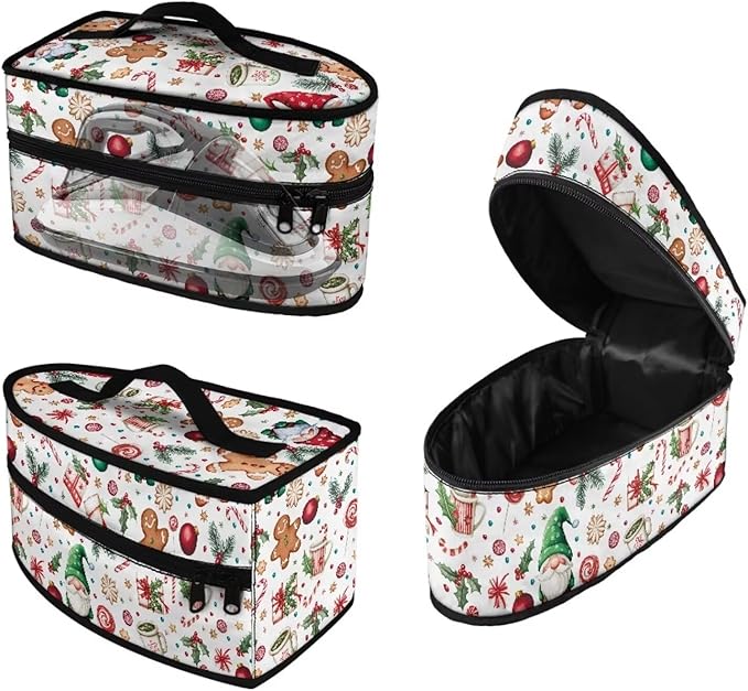 Christmas Iron Storage Bag with Zipper Closure Fits for Accessories Travel Irons Lightweight Handheld Iron Case Storage for Traveling Home, Santa Claus Gift
