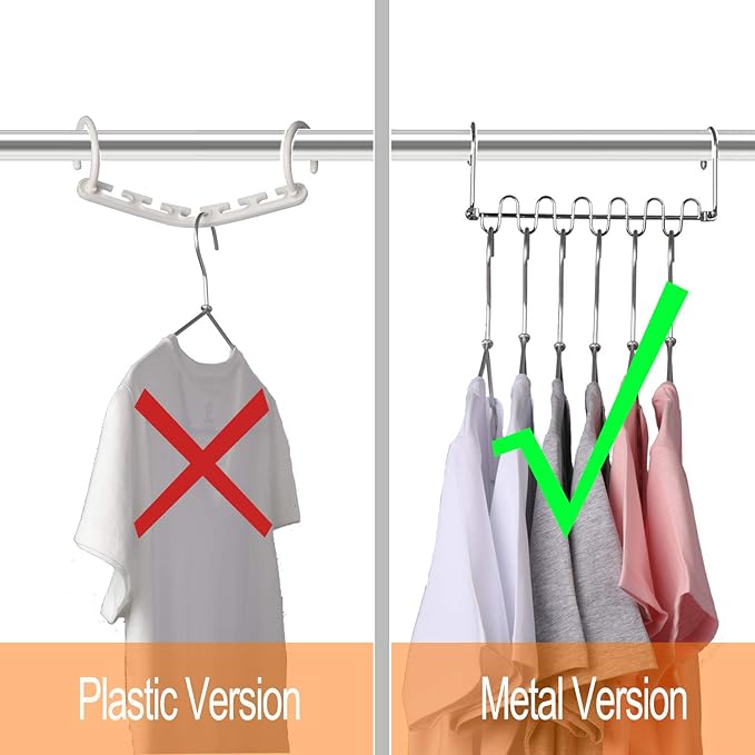GEFTOL Metal Space Saving Hangers 12 Slots New Version Hanger Magic Cascading Hanger Closet Wardrobe Clothes Organizer(8 Pack)