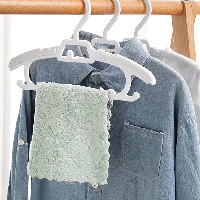 24 Pack Adjustable Baby Clothes Hangers for Closet, Sturdy Heavy Plastic Onesie Organizer for Infant Newborn Toddler, Expandable & Stackable Kids Children’s Outfit Hangers, 11”-14”, White