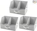 Trapezoid Storage Bin - UPGRADED HEIGHT Closet Organizers And Storage W/ Handles & Adjustable Dividers, Fabric Collapsible Storage Bins For Clothes Storage & Shelf Organizer (3pcs, Medium, Light Gray)