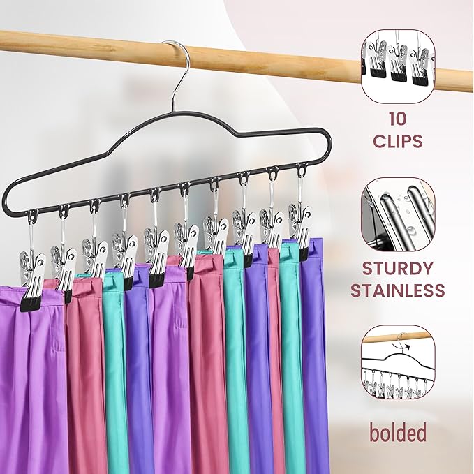 Karida Closet Organizers and Storage, Metal Yoga Pants Hanger with Rubber Coated 2 Pack Hanging Closet Organizer for Home Organization & Closet Organization, Space Saving Hanging Closet Solution