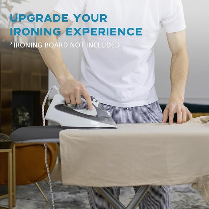 43x13 Small Ironing Board Cover and Pad, Iron Board Replacement Cover, Thick Felt Padding, Scorch Resistant 100% Cotton, Heat Reflective, Elastic Edge, Black