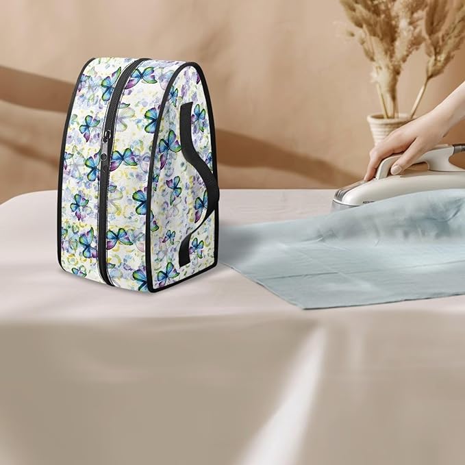 Rchsmod Butterfly Print Steam Iron Case Portable Travel Steamer Carrier Bag with Handle Handheld Iron Storage Case Iron Accessories, Case Only