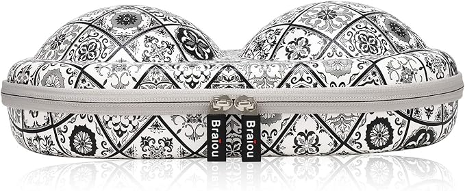 Bra Case Premium Lingerie Travel Bag Zip Underwear Organizer Bag for A-C Cup (Black Plaid)