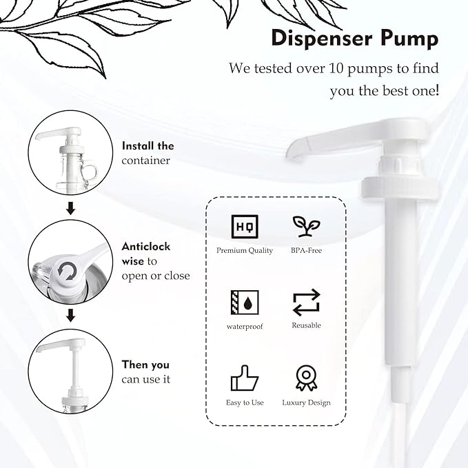 4 Pcs Glass Liquid Laundry Detergent Dispenser, Half Gallon Laundry Soap Dispenser for Laundry Room (64 oz. Each), Laundry Detergent Bottles with Pump Dispenser -Includes Labels, Funnel, Measuring Cup