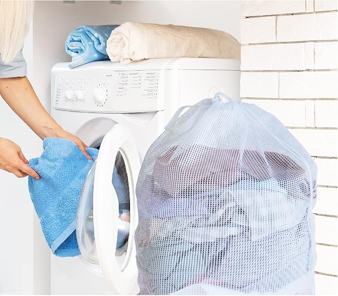36" x 24" Heavy Duty Polyester Laundry Bag Mesh Laundry Bag Laundry Hamper Liner (White, 1 Piece)
