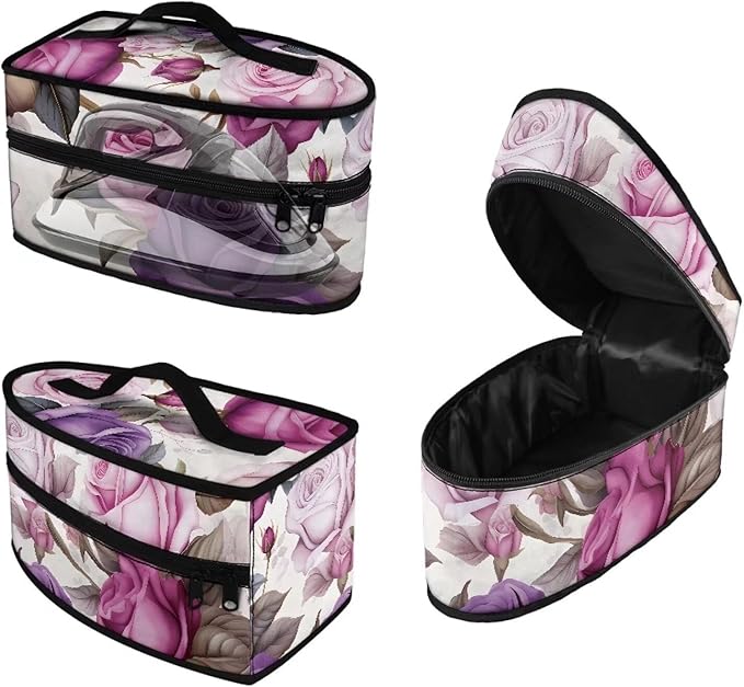 Purple Vintage Floral Iron Carrying Storage Bag Iron Portable Bag for Travel Universal for Most Iron Iron Protective Cover with Zipper Closure,Dustproof & Easy to Carry