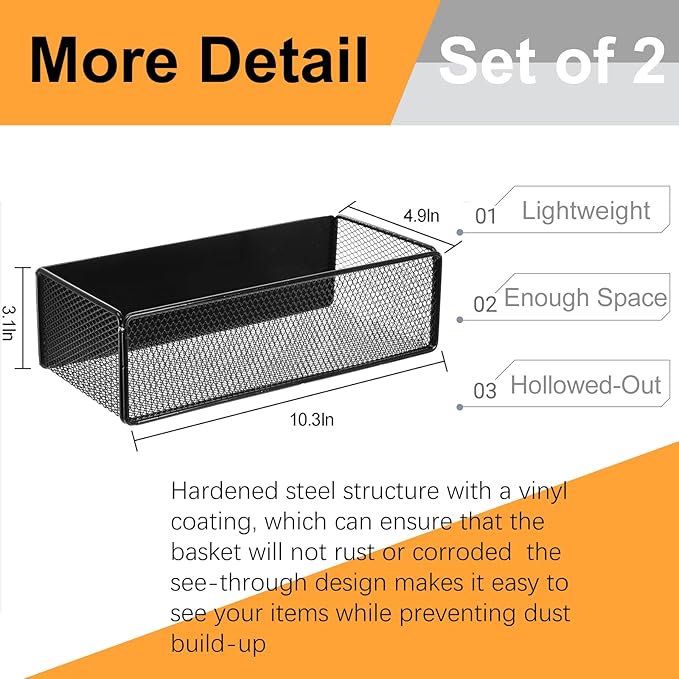 WUWEOT 2 Pack Magnetic Basket Fridge Side Organizers, Strong Magnetic Spice Rack, Metal Wire Mesh Shelf for Refrigerator, Kitchen Counter, Cabinet and Oven