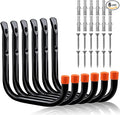 HORUSDY 6 Pack 8 Inch Heavy Duty Garage Hooks, Wall Mount Storage Hangers for Ladder, Bike, Hose, Tools, Holds up to 30LBS, Large Utility Hooks with Screws & Anchors, 7.5" x 7.68"