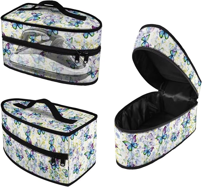 Rchsmod Butterfly Print Steam Iron Case Portable Travel Steamer Carrier Bag with Handle Handheld Iron Storage Case Iron Accessories, Case Only