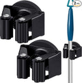 2 Pcs Magnetic Mop Broom Holder Movable Magnetic Broom Holder Rack, Anti Slip Wall Mounted Utility for Cleaning Tools, Garage, Kitchen, Laundry, Garden (Black)
