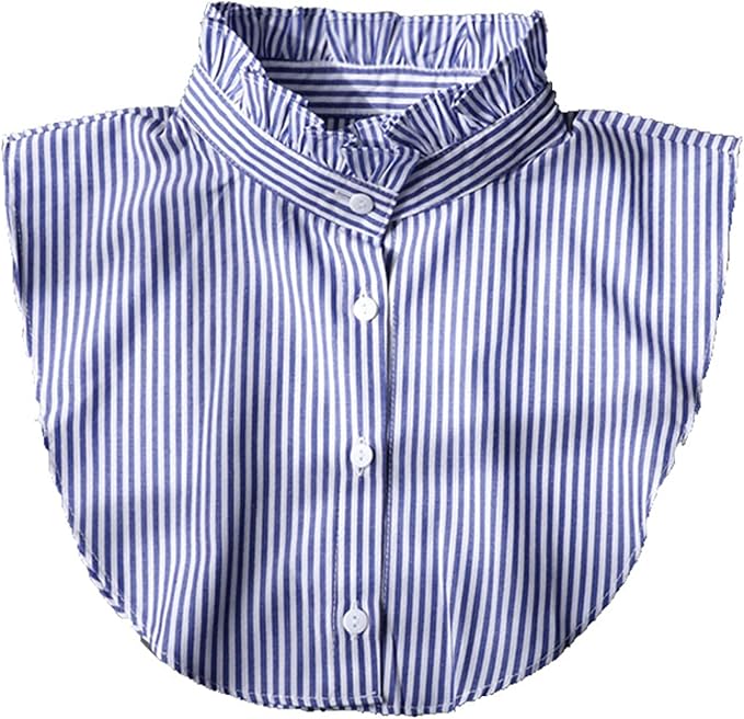 GUZOSJO Blue Striped Detachable Collar Shirt,Dickey Half Blouse False Collar for Lady Girls Men