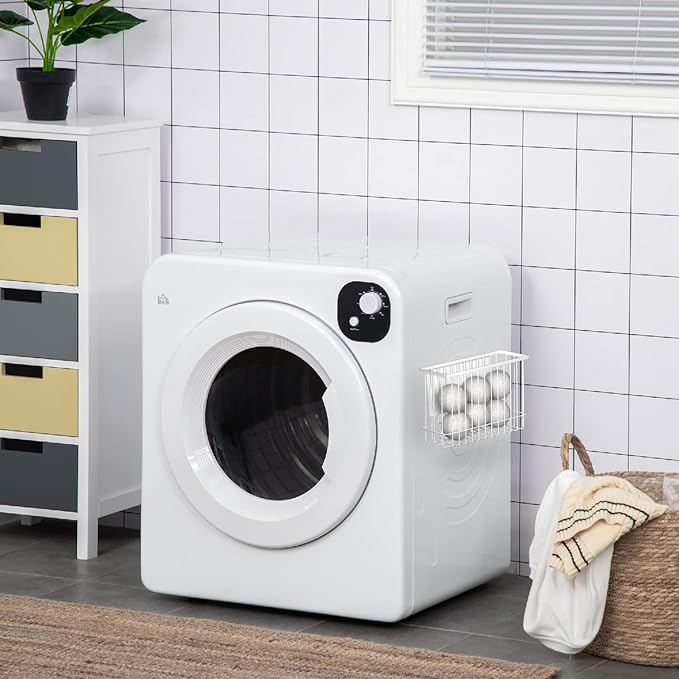 Magnetic Dryer Ball Holder and Laundry Organizer - Magnetic Lint Container For Dryer and Laundry Room with Strong Magnets, Dryer Ball Container ( 3 Wool Balls) (white)