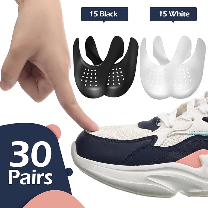 30 Pairs Anti Wrinkle Shoe Protectors Bulk Sneaker Protector for Shoes Toe Box Sneaker Boot Creasers Crease Stoppers