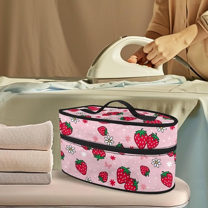 Strawberry Daisy Iron Storage Case for Travel or Storage Lightweight Easy to Clean Steam Iron Storage Bag Compatible with Most Iron