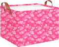 CLOCOR Rectangular Pink Valentine's Day Basket Empty, Heart Print Gift Basket for Valentines, Waterproof Storage Container with Handles,(Highlight Heart)