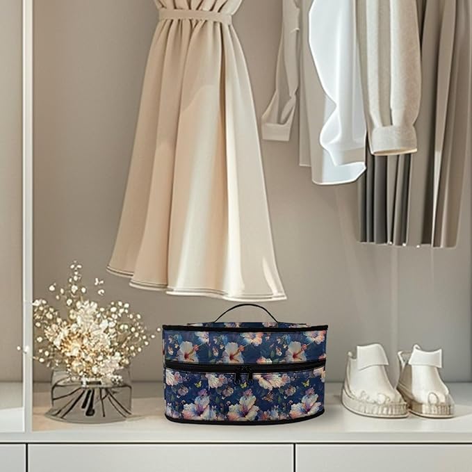 Rchsmod Hibiscus Butterfly Print Steam Iron Case Garment Steamer Carrying Case Travel Iron Storage Holder Bag Iron Accessories, Case Only