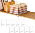 10-Pack Closet Organizers and Storage, Organizing Wardrobe, Kitchen, Bedroom Shelves, Clothes Shelves, Bookshelf Dividers, Towels and Hats, Wallet Dividers, Clear