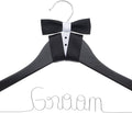 Ella Celebration Groom Hanger for Tuxedo or Suit, Hangers for Bridal Party, Wooden and Wire, Black Wood (Groom)