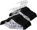 ManGotree 11.8'' Baby Velvet Hangers with Movable Clips, Non-Slip Kids Felt Hangers, Ultra-Thin Space-Saving Children's Clothes Hangers for Skirts, Pants, Dresses, Shirts, Jackets (28 Pack, Black)