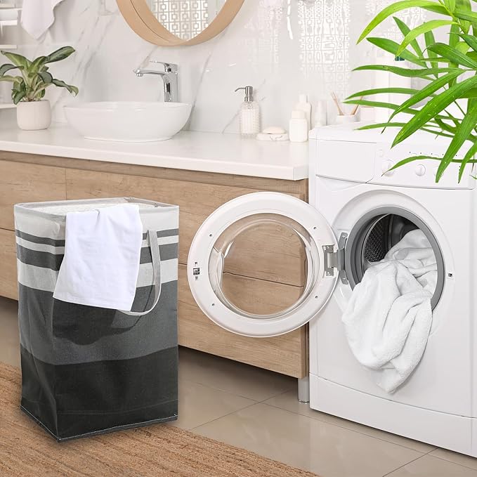 4 Pcs 75L Large Laundry Basket Hamper, Freestanding Waterproof Clothes Organizer with Handles for Bedroom Bathroom Dorm Family, Grey