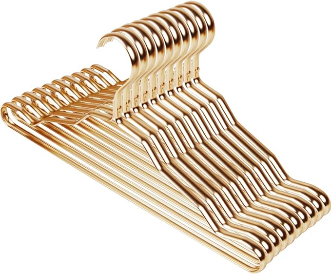 Pack of 10 Stylish Aluminum Metal Coat Suit Clothes Hangers(Golden)