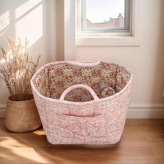 Floral Fabric Storage Basket Car Interior Storage Basket Underwear Sundries Laundry Baskets Supplies Home Organizer Bag (style 2)