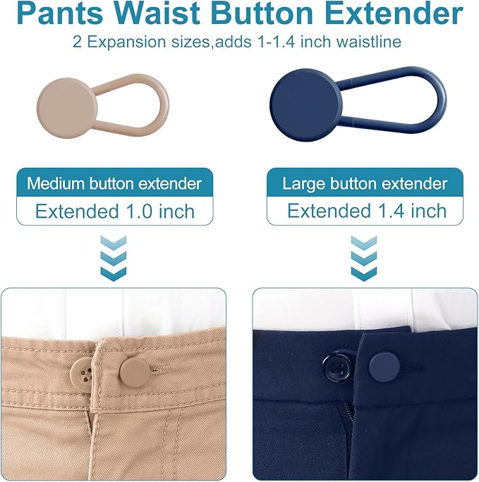 12 PCS Button Extenders for Jeans, Pants Waistband Expanders, Instant Waist Extender Buttons for Women and Men, No Sew Jeans Waist Extension 1-1.4 Inches