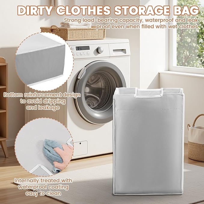 3 Pack Large Laundry Sorter Replacement Bags,Hamper Cart Removable Replacement, Storage Organizer Bag Hamper Liner, Wear Resistance for Standard 3 Compartment Laundry Hampers (Gray White Black)
