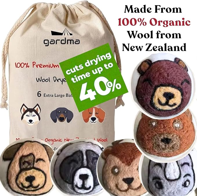 Animal Wool Dryer Ball Set, 6 Animal Dryer Balls
