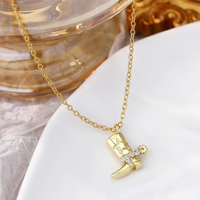 Chunky Gold Necklace for Women Gold Evil Eye Cowboy Pendant Necklace Dainty Paperclip Chain Vintage Luck Amulet Choker Necklaces Celestial Jewelry Gift