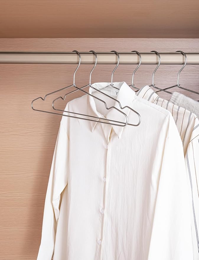 StorageWorks 4mm Super Thick Metal Wire Hangers, Heavy Duty Stainless Steel Clothes Hangers for Coats, Shirts Jackets, Pants, Suits, Space Saving Silver Hangers for Closet, 30 Pack