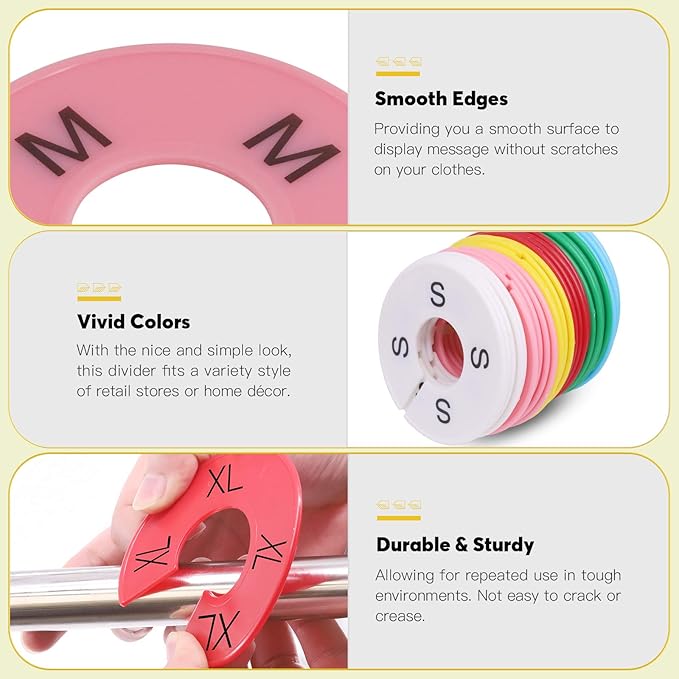 236Pcs Hanger Size Markers and Clothing Size Dividers for Clothes Rack Assortment Kit Including 200Pcs Hanger Size Markers 30Pcs Round Dividers 5Pcs Markers and Adhesive Labels