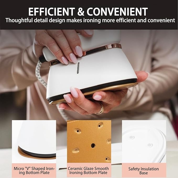 Portable Travel Steamer, 1200W Handheld Home Clothing Wrinkle Remover, Large Steam Clothing Steamer with PCB Intelligent Temperature Control System,18g/min,110ML,Suitable for Home,Travel&Dorm (White)