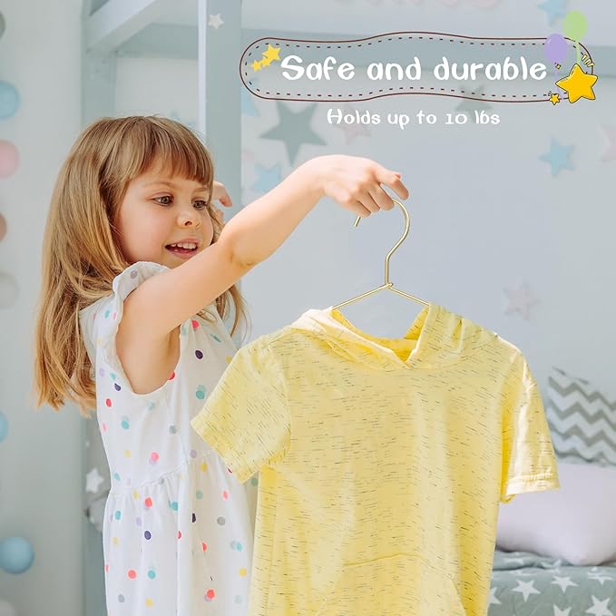 VWV Gold Aluminum Hangers, 20 Pack Baby Hangers?12.6 Inch Children Baby Hanger, Sturdy Metal Children Clothes Hangers for Wardrobe, Space-Saving Toddler Hanger