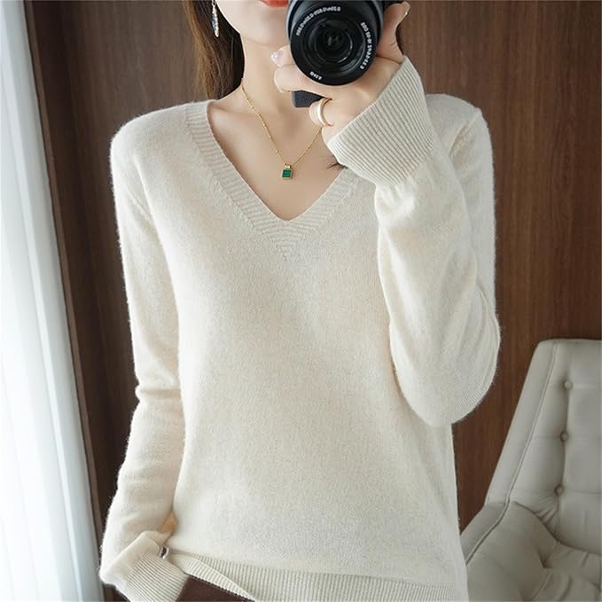 Merino Wool Cashmere Sweaters for Women 2025 Oversized Soft Sweater Long Sleeves Casual Loose Pullover Knitted Tops