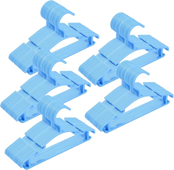 100 Pack Blue Baby Clothes Hangers,Kids Plastic Hangers for Closet,Toddler,Infant,Child,Newborn's Coat Hangers Ideal for Laundry and Nursery's Everyday Standard Use