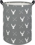 HIYAGON Large Storage Baskets,Waterproof Laundry Baskets,Collapsible Canvas Basket for Storage Bin for Kids Room,Toy Organizer,Home Decor,Baby Hamper(Grey deer)