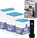 Vacuum Storage Bags, Vacuum Seal Space Saver Bags for Clothing, Travel Lugggage, Carry-on, Blankets, Comforters, Pillow, Bedding, 10 EPump