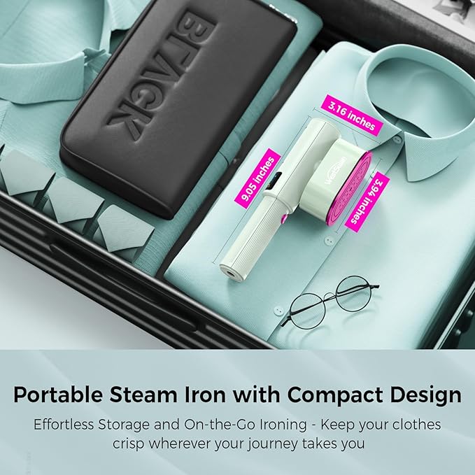 Travel Steamer For Clothes, Portable Garment Steamer with Rotatable Ironing Surface, 2 In 1 Iron ＆ Steam, Keep Your Clothes Wrinkle-free On The Go, Compact Clothes Steamer for Home and Travel