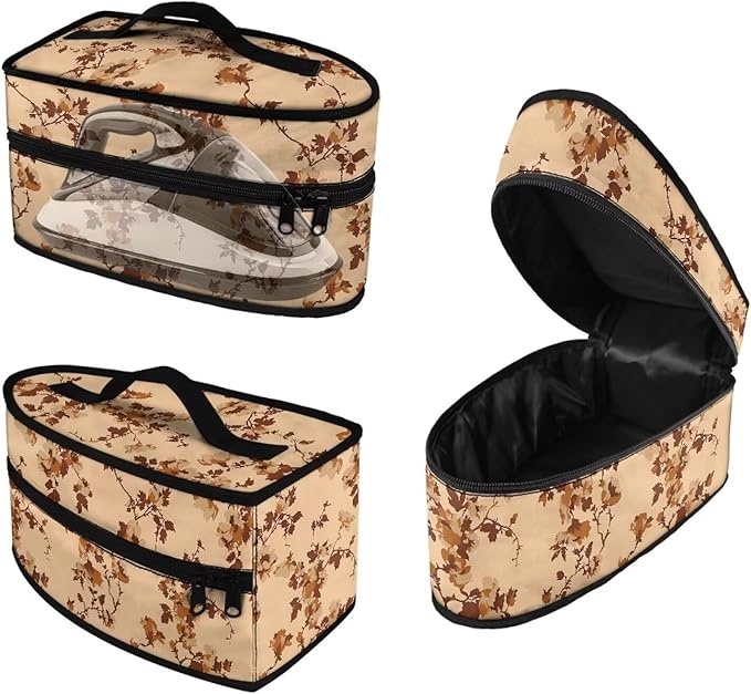 Brown Floral Iron Carrying Storage Bag for Travel or Storage Protective Carrying Bags Special Full Size Iron Tote Bag Fits Most Travel Size Irons