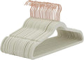Premium Velvet Clothes Hangers, Heavy Duty Study Black Hangers for Coats, Suit & Dress - Non Slip Clothes Hanger Set (50, Lvory/Rose Gold)
