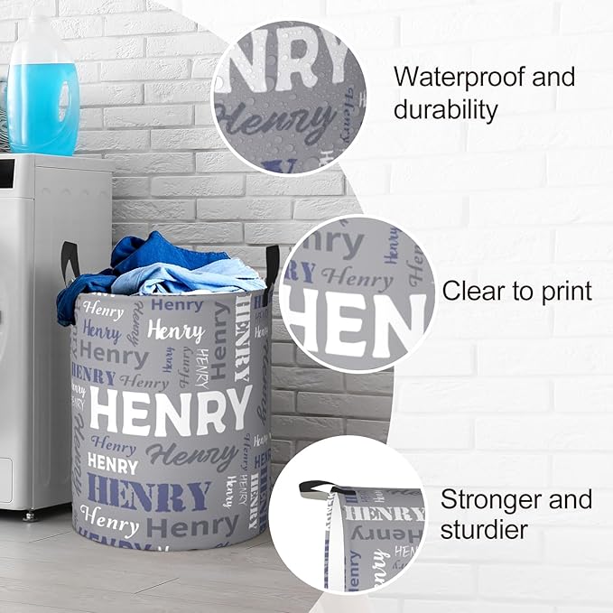 Custom Name Laundry Basket, Personalized Collapsible Laundry Hamper with Name for Bathroom Bedrooms, Customized Dirty Clothes Hamper Storage Basket Gifts for Kids Boys Girls Baby Men Women
